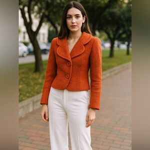 Vintage Scandi Girl United Colors Of Benetton Textured Burnt Orange Blazer